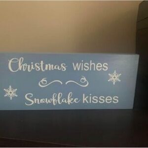 Blue Christmas Wishes Decorative Sign